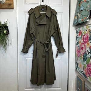 Polo by Ralph Lauren Vintage 100% Cotton Full Length Trench Coat XL Olive Drab
